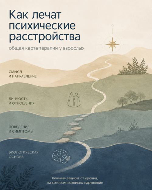 Как лечат психические расстройства: общая карта терапии у взрослых
